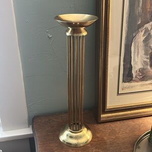 VINTAGE Tall 16.5” Brass Gold Pillar Candle Holder